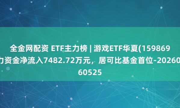 全金网配资 ETF主力榜 | 游戏ETF华夏(159869)主力资金净流入7482.72万元，居可比基金首位-20260525